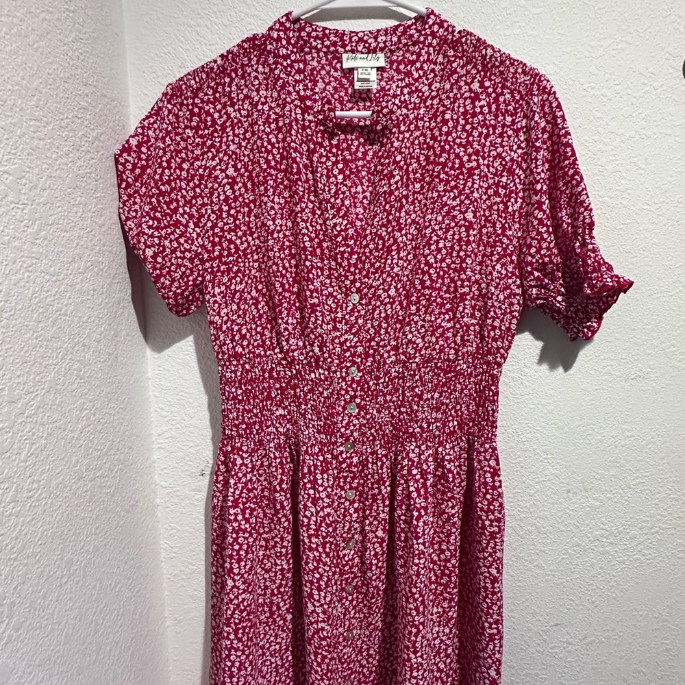 Charming Red Floral Midi Dress